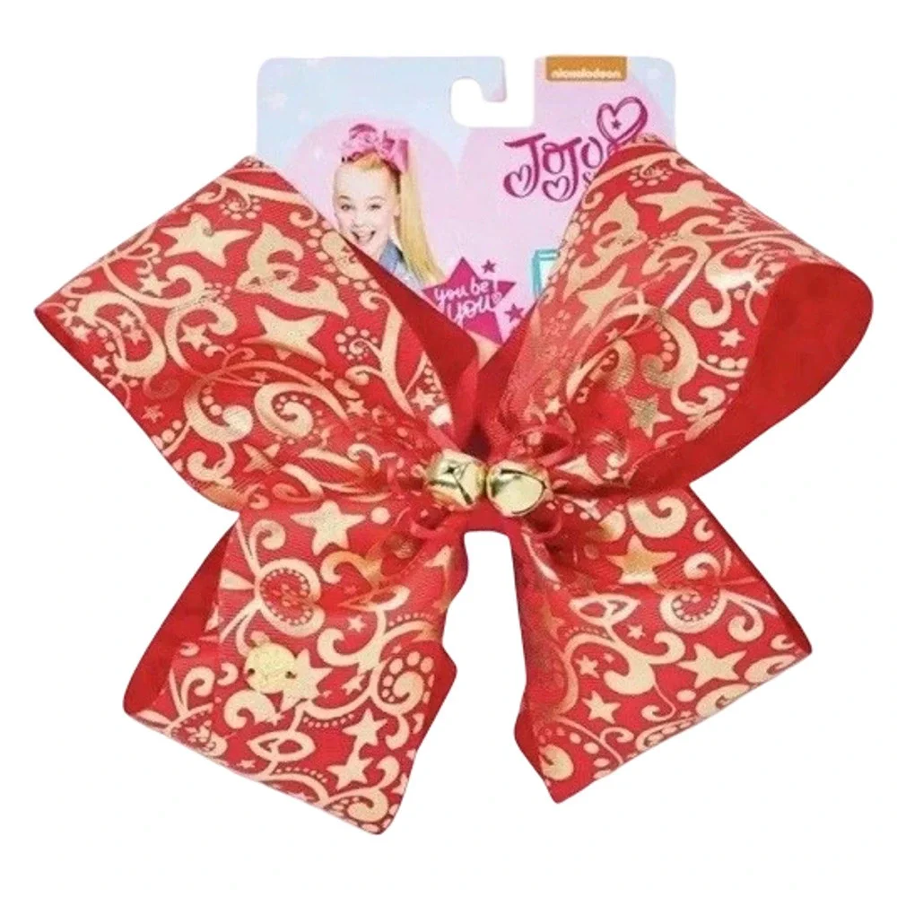 JoJo Siwa Holiday Hair Bow Red Gold Christmas Large Justice Exclusive w/Bells